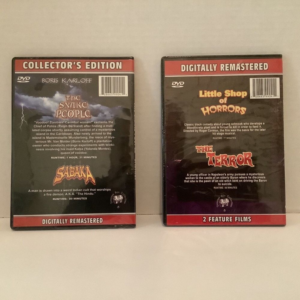 New Sealed DVD Little Shop of Horrors/The Terror and The Snake People/Shabaka - Picture 2 of 3
